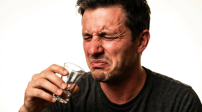 Disgusted Man Tasting Unpleasant Drink Showing Bad Taste Reaction And Negative Expression