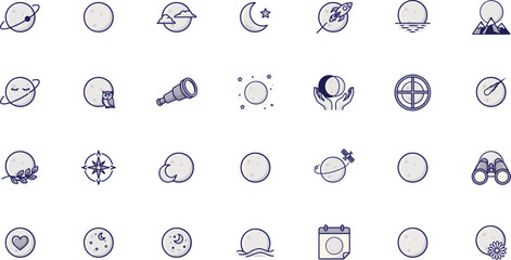 Black and white astronomy icons set © Anjona