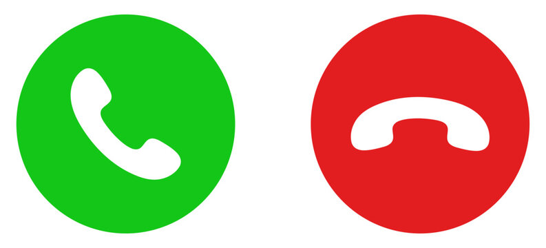 Phone call icon accept and decline. Phone call icon answer, accept and decline call icons with green and red buttons, contact us telephone sign and communication symbols. vector illustration