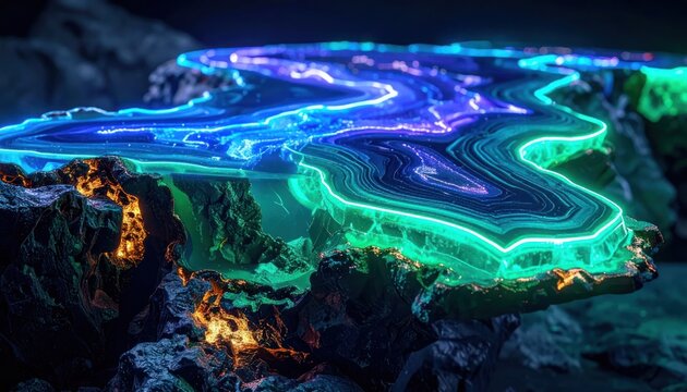 Bioluminescent Crystal Formation with Flowing Energy.