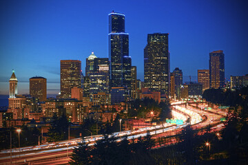 Fototapeta premium downtown Seattle at night