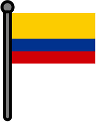 Fototapeta premium Colombia Flag with Grey Pole
