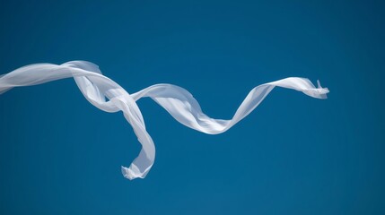 Mary Prince Day Freedom Concept with Long White Ribbon Flying in Clear Blue Sky