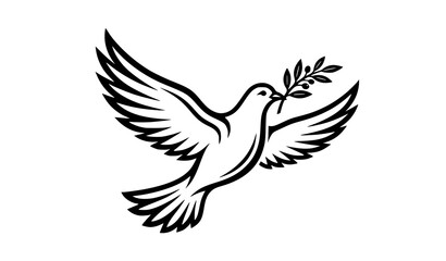 Fototapeta premium Peace Dove with Olive Branch Vector Logo Isolated Transparent Background