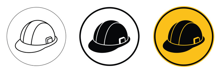 Fototapeta premium Safety Helmet Icon Set, Hard Hat Symbols and Industrial Head Protection Badges, Hard Helmet Vector Icons for Safety Signs, Hazard Prevention, Construction and Workplace Compliance