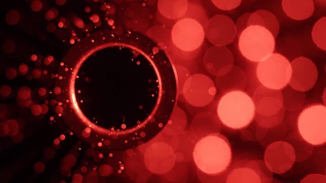 glowing red bokeh circles radiating from central dark ring