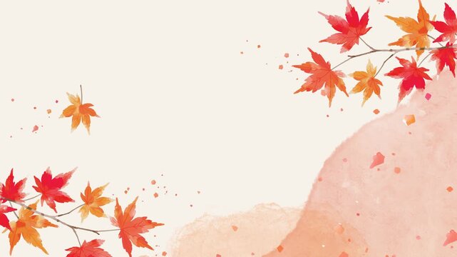 Looping Watercolor Autumn Maple Leaves Falling Animation Background
