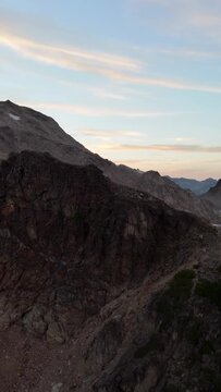 Majestic Mountain Landscape at Dawn in British Columbia, Canada, with Snow Patches
