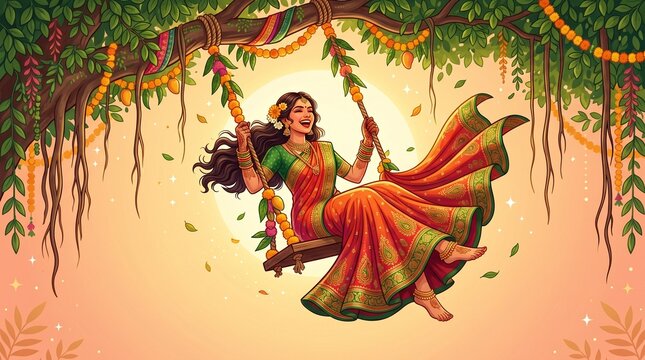 indian festival Happy Haryali Teej and Hartalika Teej. abstract vector illustration design