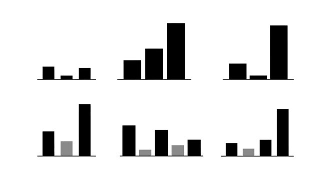 Six Bar Charts Showing Data Trends and Growth.