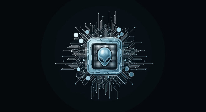 Alienware computer processor chip with circuitry.