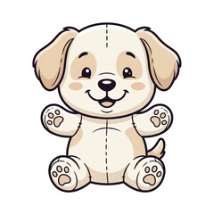 Naklejka premium Cute cartoon puppy dog plush toy illustration.