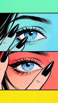 american indie comic style female eye close-up