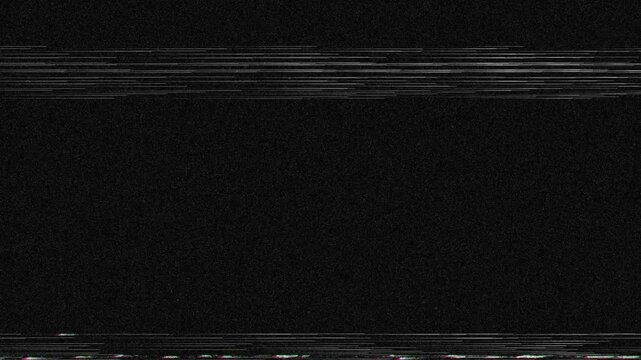 Black screen static noise overlay featuring vintage vcr tracking lines with stacked retro glitch and old analog damage