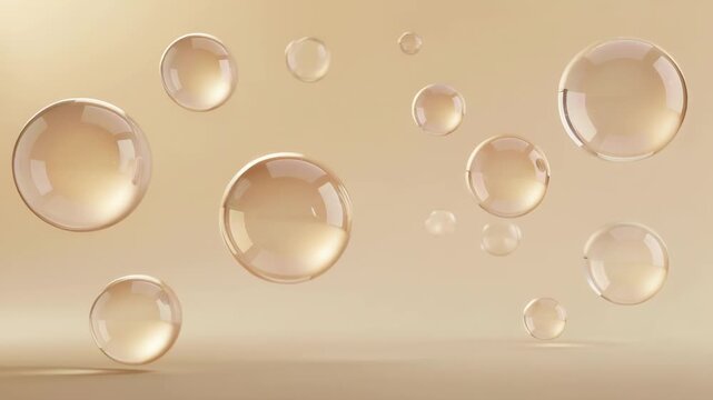 Serene video of delicate bubbles floating gracefully in soft warm tones for relaxation and peaceful ambiance