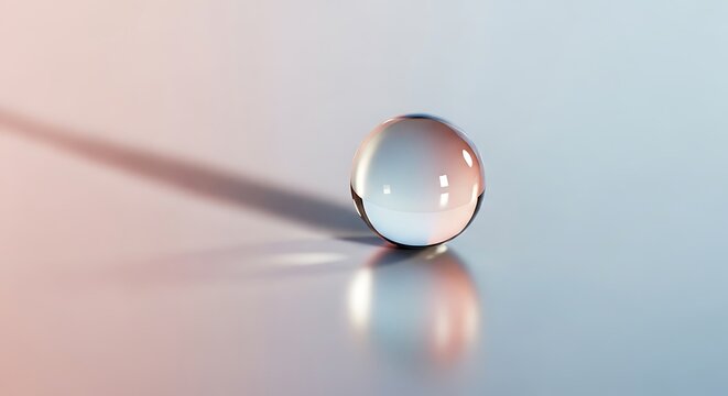 Glass Marble on Reflective Surface Closeup.