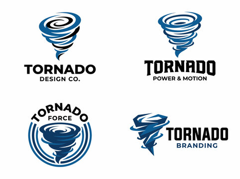 Set of tornado logo designs, storm and weather vector icons