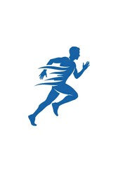 Obraz premium Dynamic Blue Silhouette of a Man Running Fast with Motion Trails for Sports and Fitness Concepts