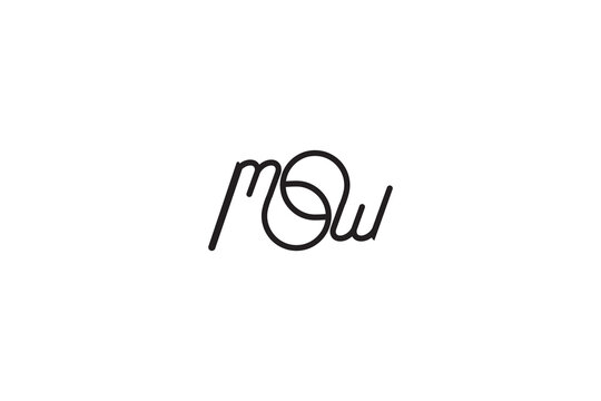 Abstract Line Art Letter M O W Monogram Logo Icon; Modern Minimalist Continuous Handwritten Symbol
