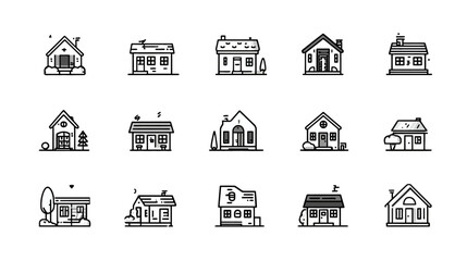 Fototapeta premium Minimalist house and home architectural icon set.
