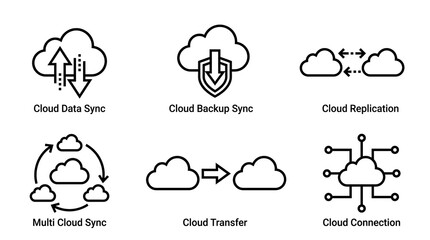 Fototapeta premium Cloud data synchronization and transfer concepts