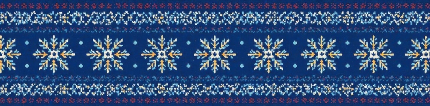 Blue geometric Christmas knit seamless pattern , vector, wool, pullover