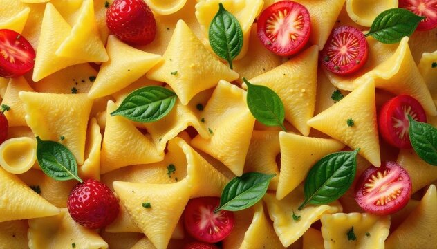 Intricate pasta shapes; seamless vintage food pattern, vintage illustration, vector illustration