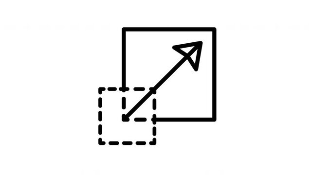 Scale transform box line art animation for vector graphic design and business scalability concept