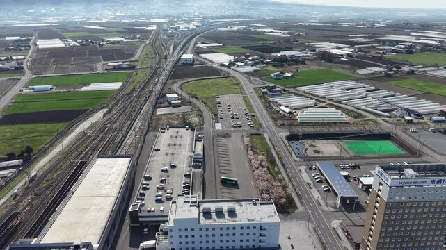 HOKKAIDO, JAPAN.High speed train station with active railway platforms April 26 2026