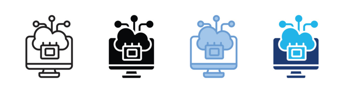 Edge computing icon set multiple style collection