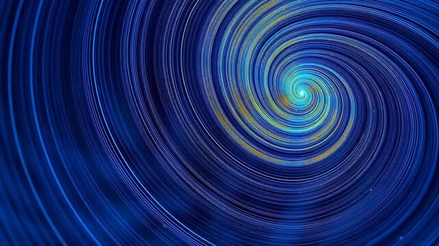 Blue spiral light trails in dark space