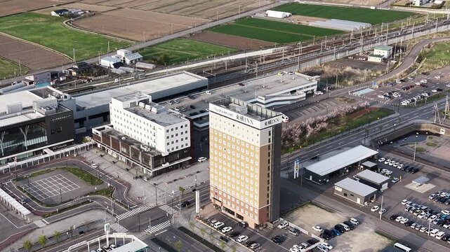 HOKKAIDO, JAPAN.High speed train station with active railway platforms April 26 2026