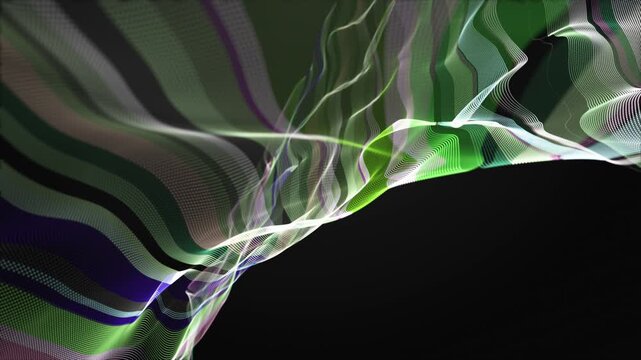 Fantastic video animation with color changing particle wave object in slow motion, 4096x2304 loop 4K