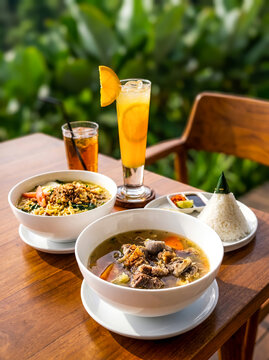 Oxtail Soup-Noodle Soup. In Indonesian Restaurant