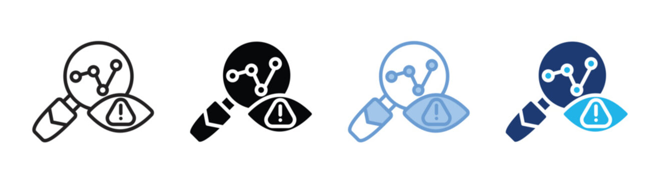 Anomaly detection icon set multiple style collection