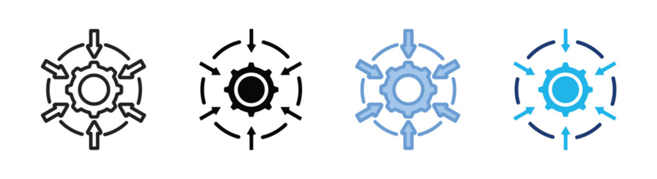 Gear icon set multiple style collection