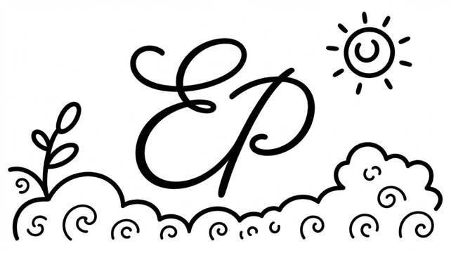 Elegant EP Monogram Logo in Black Script Luxury Calligraphy Initial Design