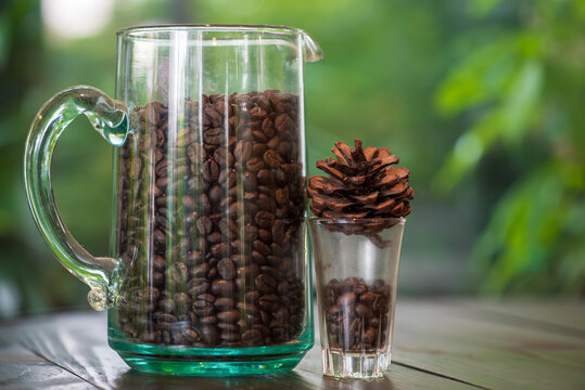 Close Up of Roasted Coffee Beans Background Texture