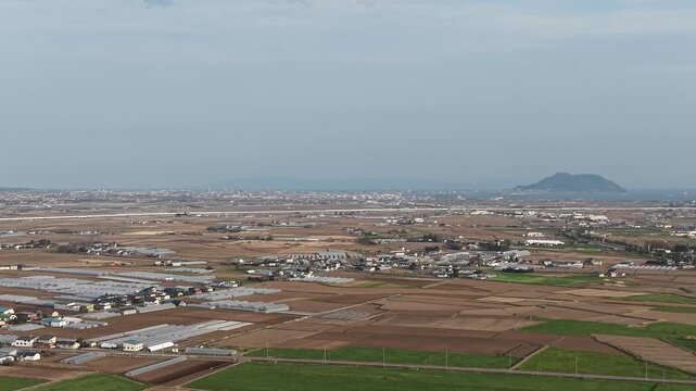 HOKKAIDO, JAPAN.Rural town area with transport lines and open fields April 26 2026