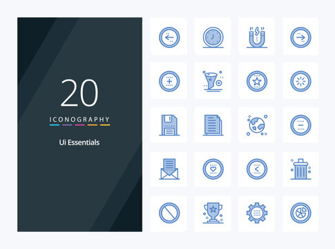20 Ui Essentials Blue Color icon for presentation. Vector icons illustration