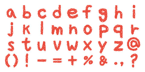 クレヨンで描いたアルファベット小文字セットと記号、Crayon Alphabet Lowercase Letters and Symbols © MEG-MEG