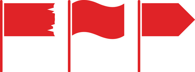 flag, banner, pennant, marker, symbol, sign, red, waving, pole, icon, vector, label, signal, element, shape, red flag,  © allustra