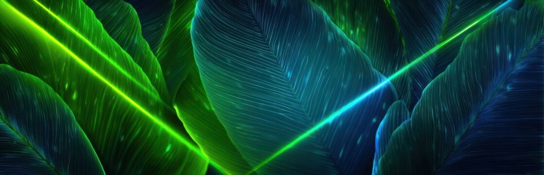 Abstract green and blue forms with textured surfaces and diagonal lines background