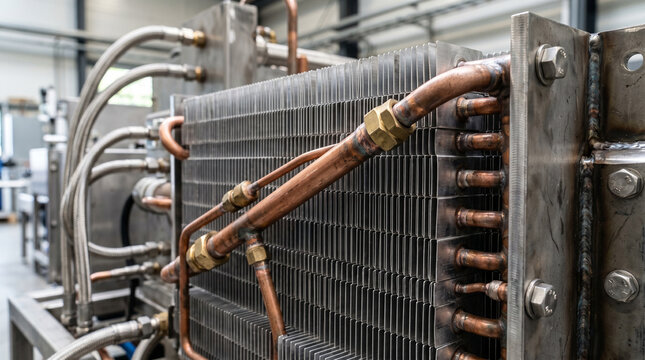Industrial heat exchanger with copper piping