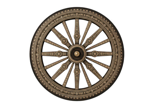 Vintage wooden wagon wheel isolated on clean background PNG isolated on transparent background