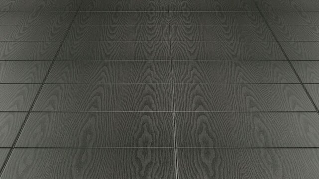 Camera moving above black charred wooden tiles with seamless surface pattern elegant dark timber parquet textures for sophisticated architecture design
