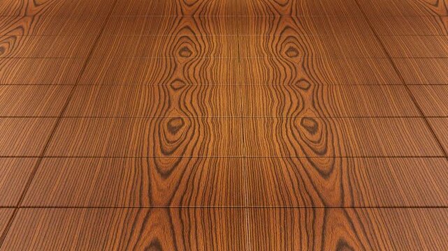 Camera flying over warm amber wooden tiles with seamless concentric pattern rich natural timber parquet texture background for comfortable home decor