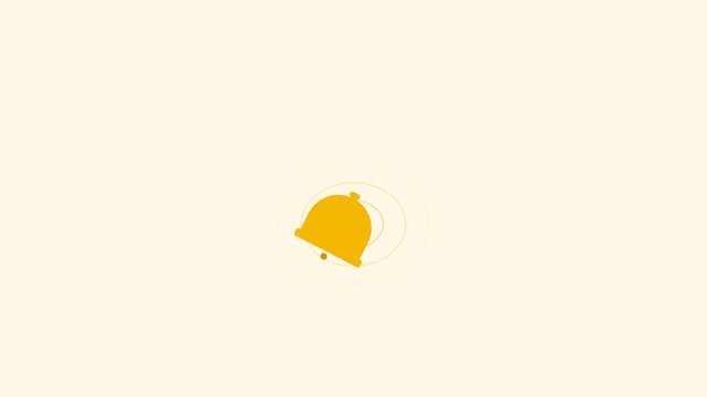 Ringing Bell Notification Icon Animation Yellow Gold with Swinging Ripple Effect Motion Graphics