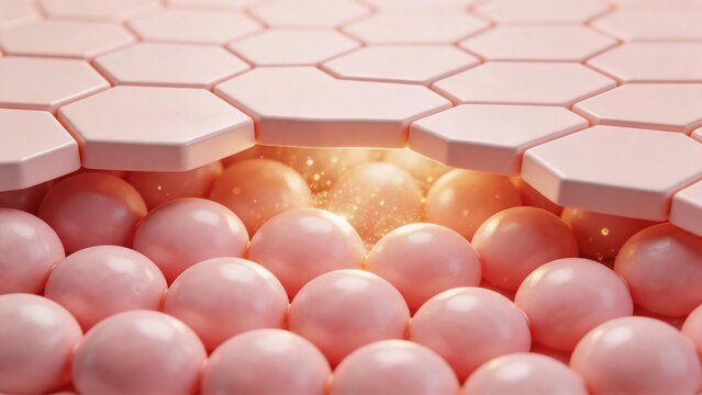 3D Illustration of Skin Exfoliation Revealing Glowing Healthy Cells Underneath.