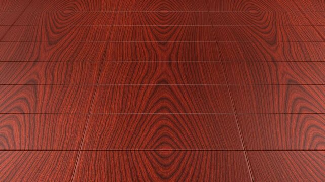 Continuous motion over dark crimson wooden tiles with seamless circular pattern artistic timber parquet flooring background for bold creative design